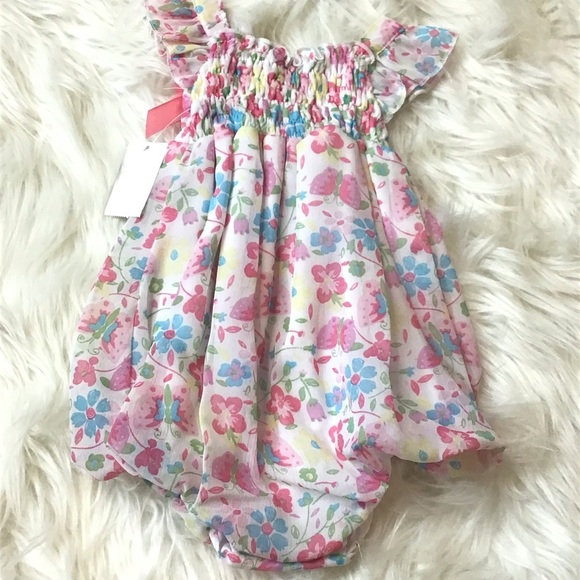 DDG Darlings Baby Girl Sleeveless Floral One Piece Creeper Size 6-9 Months - Picture 3 of 4